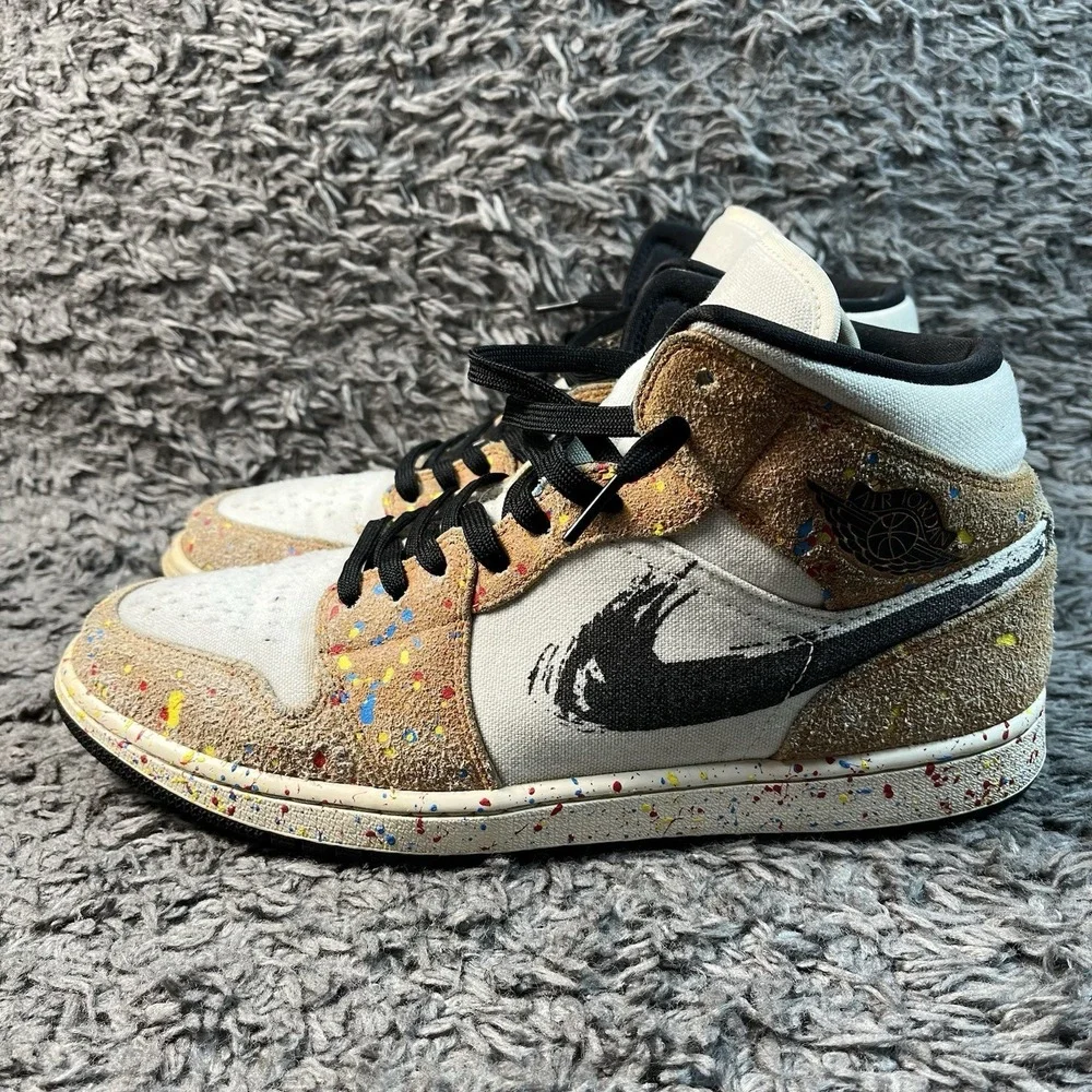 Air Jordan 1 Mid SE Brushstroke Cider Sail Black DA8005-100 Mens 11.5